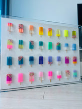 Load image into Gallery viewer, 30&quot; x 40&quot; Clear Acrylic Frame with Custom Pastel Rainbow Pops
